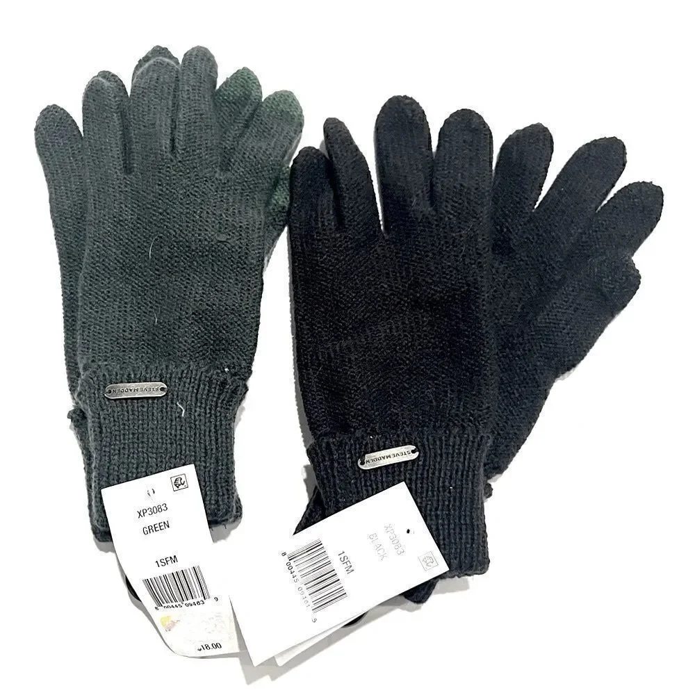 Set of 2 Steve Madden Men’s Solid Boyfriend Touch Gloves (Green, Black)